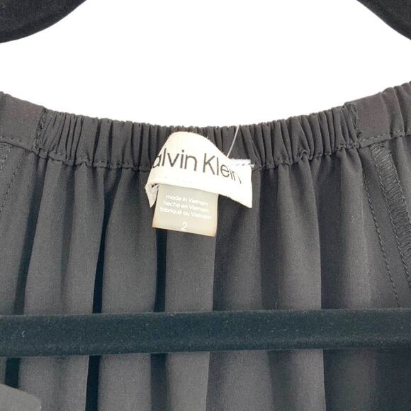 Calvin Klein Black Cinch Tie Fit and Flare Dress Size 2 NWOT $139 MSRP - Picture 4 of 10